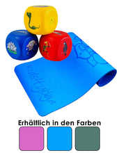 Lade das Bild in den Galerie-Viewer, Hochwertige kids4yoga eco-friendly Komfort Yogamatte & 3er-Set Asana Würfel als Yoga- und Bewegungsspiel für Kinder