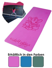 Lade das Bild in den Galerie-Viewer, Hochwertige Eco friendly Yogamatte & 42 Asana Karten als Yoga- und Bewegungsspiel für Kinder